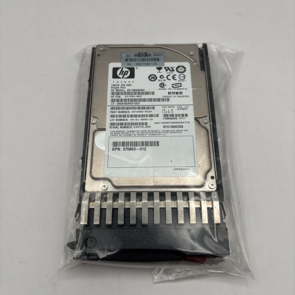 HP 146GB 10K‎ SAS Single Port Hard Drive Model: DG146ABAB4